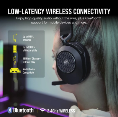 Corsair HS65 Wireless Carbon V2, RF/Bluetooth, 7.1 surround - Carbon#3