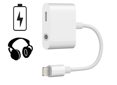 SiGN Lightning till 3.5mm Adapter för Ljud & Laddning, 12W, 10cm - Vit