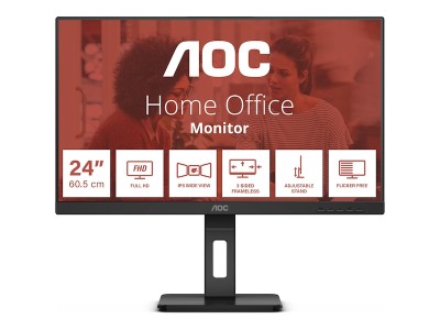 23.8" AOC 24E3QAF, IPS 1920x1080, 4 ms, 100Hz, höjdjusterbar, pivot, VGA/HDMI/DP, högtalare