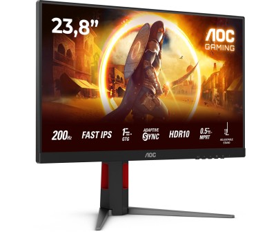 23,8" AOC 24G4HA, Fast IPS 1920x1080, 1 ms, 200Hz G-Sync, höjdjusterbar, pivot, 2xHDMI/DP, högtalare
