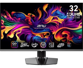 31.5" MSI MPG 321URX, QD-OLED 3840x2160, 0,03 ms, 240Hz, HDR10, höjdjusterbar, 2xHDMI/DP/USB-C 90W, USB 2.0-hubb