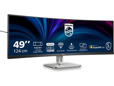48.8" Philips 49B2U5900C, Curved VA 5120x1440, 4 ms, 75Hz, HDR400, 1500R, höjdjusterbar, 2xHDMI/DP/USB-C 100W, högtalare, USB 3.2-hubb, 5 års garanti#1