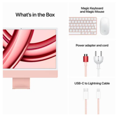 Apple iMac 24" med Retina 4.5K-skärm, Apple M3 8-Core CPU 10-Core GPU, 8 GB, 256 GB SSD - Rosa#3