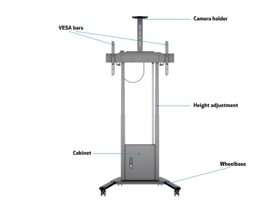 Golvstativ Multibrackets M Motorized Floorstand 42"-100", med skåp och kamerahylla#3
