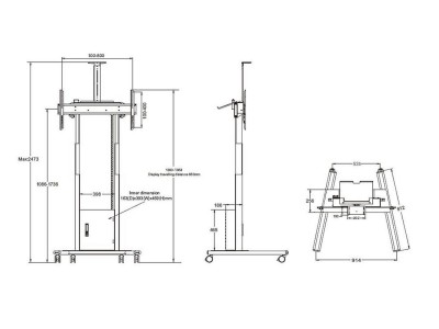 Golvstativ Multibrackets M Motorized Floorstand 42"-100", med skåp och kamerahylla#4