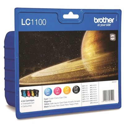 Brother LC1100 Value Pack, 4 st patroner (svart+cyan+magenta+gul), upp till 325 sidor