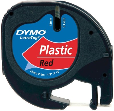 DYMO LetraTag Band, 12 mm brett, 4 m långt, plast, röd