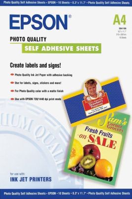 Epson Photo Quality Self Adhesive Sheets, självhäftande ark, A4, 10 ark, 167 g/m2