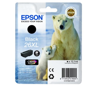 Epson 26XL Claria Premium Ink, Svart, 500 sidor