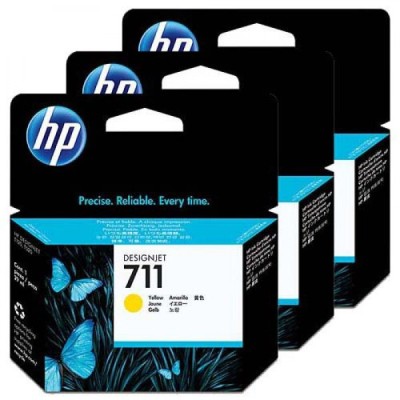 HP nr 711 Gul (CZ132A), 29 ml, DesignJet T120/T520, 3-pack