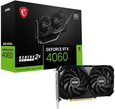 MSI GeForce RTX 4060 Ventus 2X Black OC 8 GB GDDR6, HDMI/3xDP