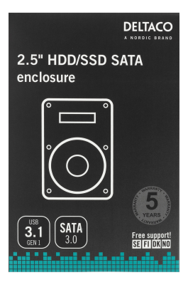 Externt kabinett 2.5" SATA till USB 3.1, Deltaco - Svart#3