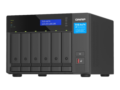 QNAP TVS-h674, 6-bay NAS, 2xM.2, Intel Core i5-12400, 32 GB RAM, 2x2.5Gbe LAN