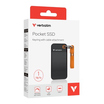1 TB Verbatim Pocket SSD, USB 3.2 Gen2 - Svart/Orange#2