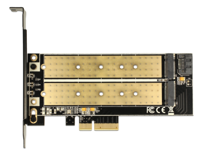 DeLOCK PCI Express x4-kort > 1 x internal M.2 Key B + 1 x intern NVMe M.2 Key M, Low Profile