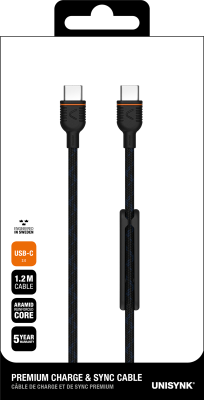 Unisynk USB-C to USB-C Cable 1,2m Black