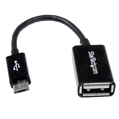 USB 2.0-kabel MicroUSB ha till USB-A ho, 0,15 meter - Svart