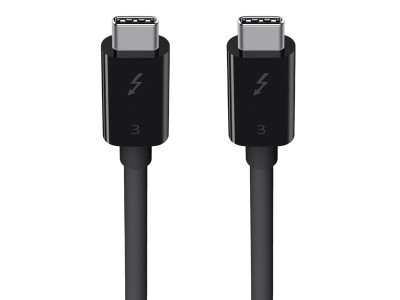 Belkin Thunderbolt 3 (USB-C) kabel, 40Gbps, 0,8 meter, PD 100W - Svart