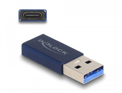 Adapter USB-A hane till USB-C hona, 10 Gbps, DeLOCK - Blå#1