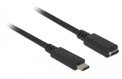 Förlängningskabel DeLOCK, USB-C ha till USB-C ho, USB 3.1 Gen.1, 2 meter - Svart