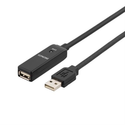 Förlängningskabel USB 2.0 aktiv, Deltaco Prime, 10 meter