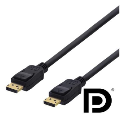 DisplayPort-kabel, DP 1.2, 4K@60Hz, 2 meter - Svart