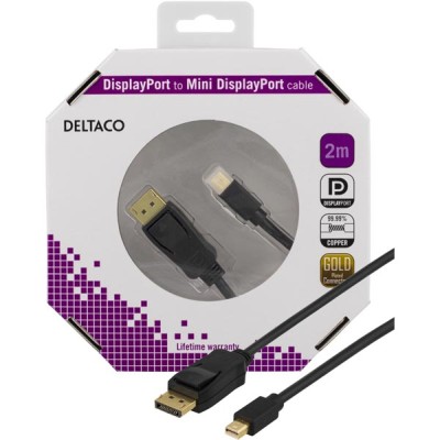 DisplayPort till Mini DisplayPort-kabel, 2 meter - Svart