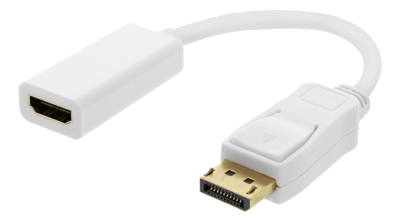 Adapter DisplayPort till HDMI, 4K@60Hz, 0,2 meter - Vit