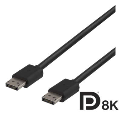 DisplayPort-kabel, DP 1.4, 8K@60Hz, Deltaco, 2 meter - Svart