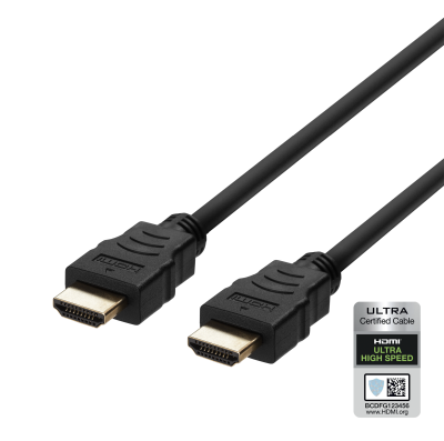 HDMI-kabel Deltaco Ultra High Speed, 8K@60Hz, 0,5 meter - Svart