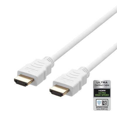 HDMI-kabel Deltaco Ultra High Speed, 8K@60Hz, 1 meter - Vit