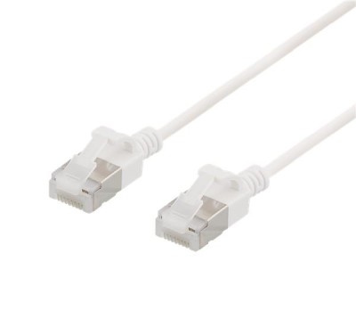 Deltaco U/FTP Cat6a patch cable, slim 3.8mm in diameter 0.5m white