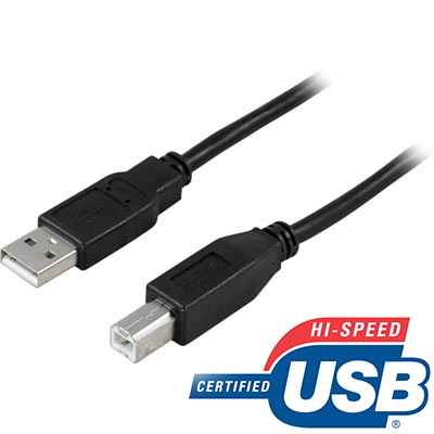 USB 2.0-kabel A ha till B ha, 3 meter - Svart