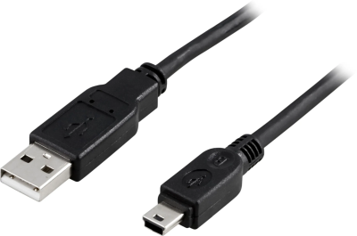 Deltaco USB 2.0 cable Type A Male, Type Mini B Male 0.5m, black