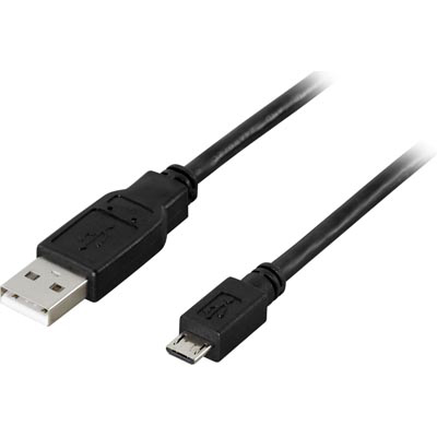 USB 2.0-kabel A ha till Micro B ha, 3 meter, svart