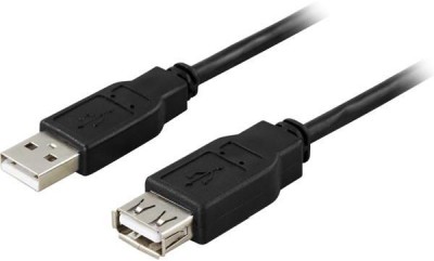 USB 2.0-förlängningskabel, Typ A, 2 meter - Svart