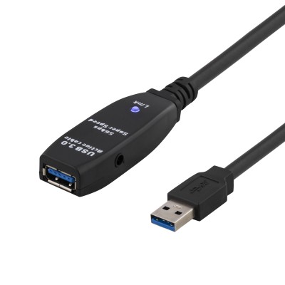 Förlängningskabel Deltaco PRIME aktiv, USB 3.0 Typ A ha till Typ A ho, 3 meter - Svart