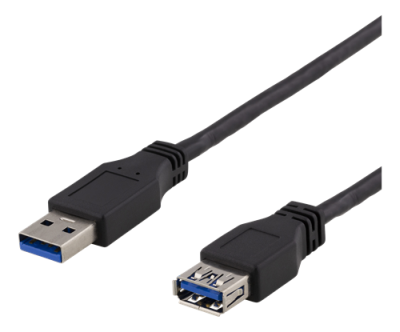 Förlängningskabel Deltaco USB 3.1 Gen1 Typ A ha till Typ A ho, 3 meter - Svart