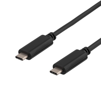 USB-C 3.1-kabel Gen1 Typ C ha till C ha, 1 meter, 10W PD, Deltaco, svart