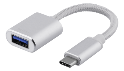 Adapter Deltaco USB-C till USB-A 3.1, OTG, aluminium - Silver