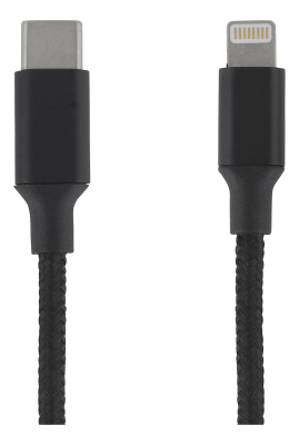 EPZI Lightning till USB-C, tygklädd, 1 meter - Svart