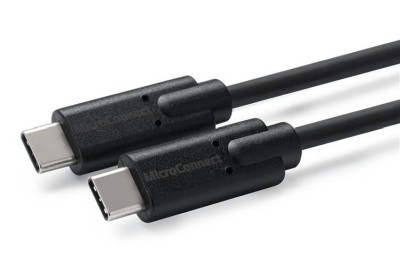 MicroConnect USB-C Gen.2, 20Gbps, 100W, 0,25m - Svart