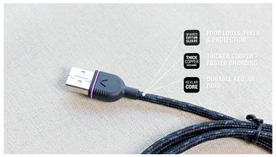 Unisynk USB-A till USB-C laddningskabel Unisynk, 2 meter - Svart#3