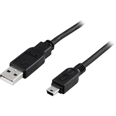 USB 2.0-kabel A ha till Mini B ha, 1 meter, svart