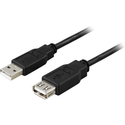 USB 2.0-förlängningskabel, USB A, 0,1 meter - Svart