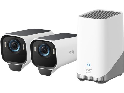 Eufy eufyCam S3 Pro övervakningskamera Kit 2 pack + HomeBase S380 4K, MaxColor Vision™, SolarPlus™ 2.0, Dual Motion Detection System