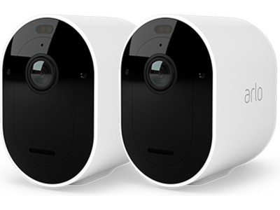 Arlo Pro 5 2K övervakningskamera 2-pack (vit) 2k, 2-vägs ljud, färgad nattsyn, strålkastare, siren