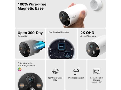 TP-Link Tapo C425 utomhus övervakningskamera 2K, 10000mah batteri upp till 300 dagar, IP66, WiFI#2