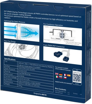 Fläkt 140 mm Arctic Cooling P14 PWM PST CO, 200-1700 rpm, 72.8 cfm - Svart#5