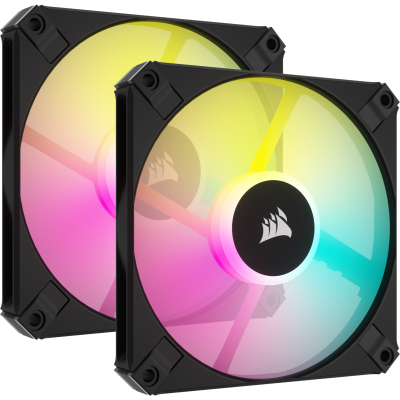 Fläkt 120 mm Corsair AF120 RGB Slim, 27,5 dBA, 600-2000 rpm, 13.4-56.3 cfm, 2-pack, med Lightning Node Core